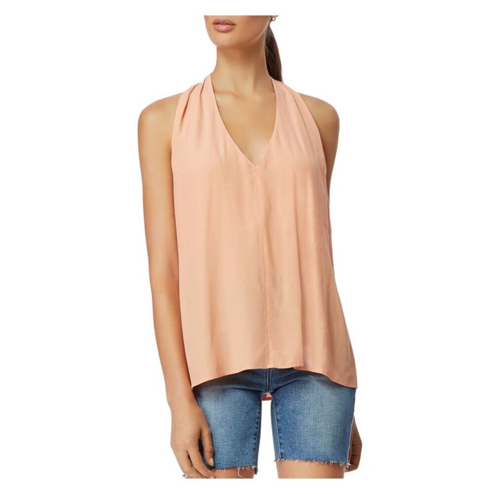 HABITUAL Womens Orange Zippered Crisscross Back Sleeveless Halter Top L
